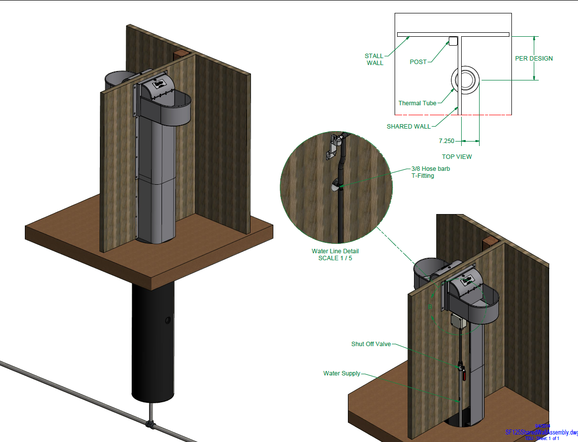 StallFount Non-heated-(Flat Wall Mount) 16871